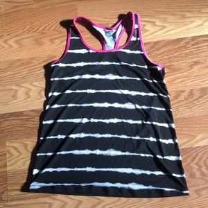 Reebok active woman’s Tank top pink, black, white strips size L/G